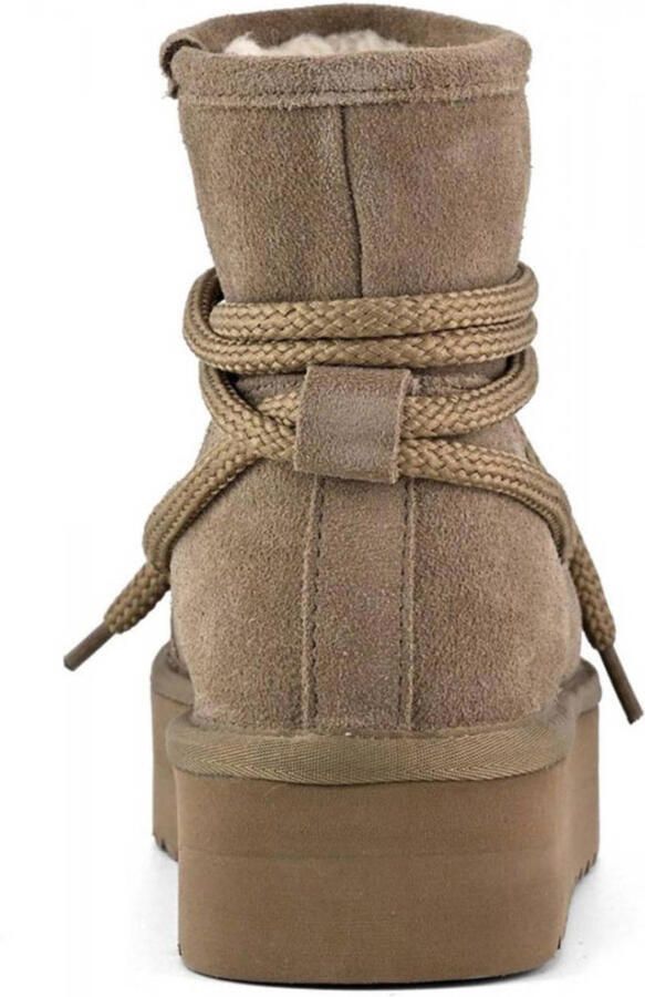 Colors of California Platform mountain look gevoerde suède veterboots taupe - Foto 2