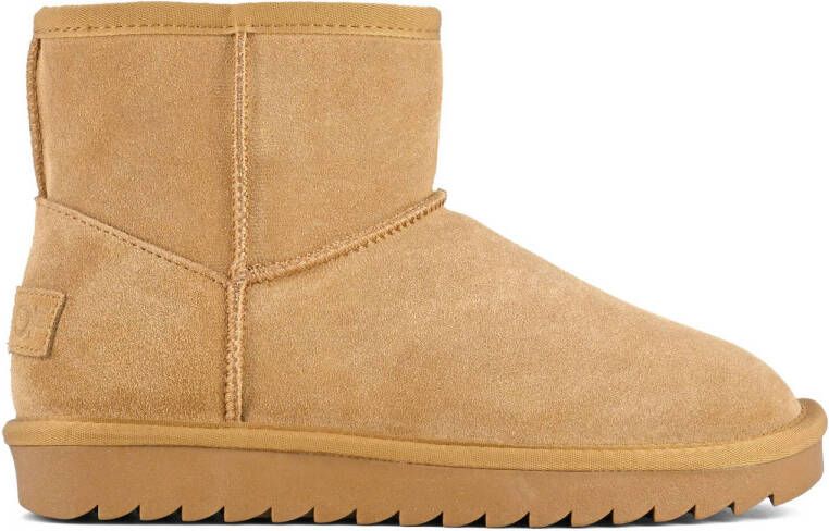 Colors of California gevoerde suède enkelboots camel
