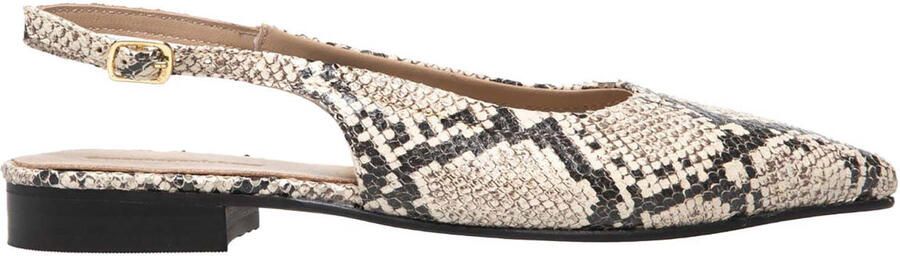 Copenhagen Shoes leren slingback loafers met slangenprint ecru zwart
