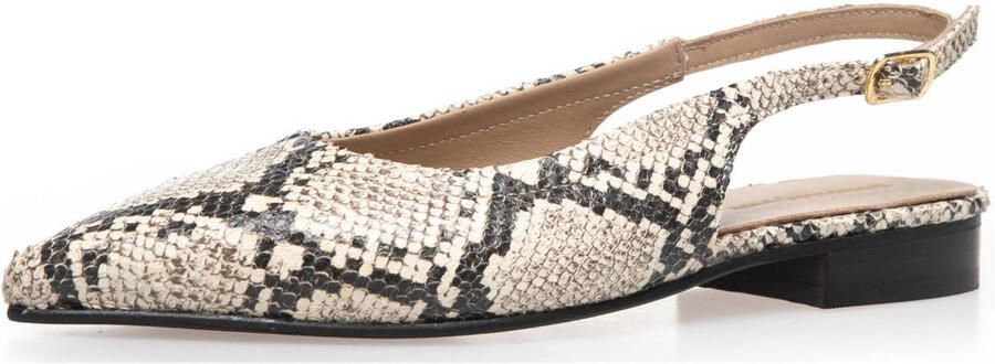 Copenhagen Shoes leren slingback loafers met slangenprint ecru zwart - Foto 3