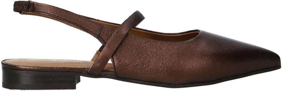 Copenhagen Shoes suède slingback loafers donkerbruin metallic