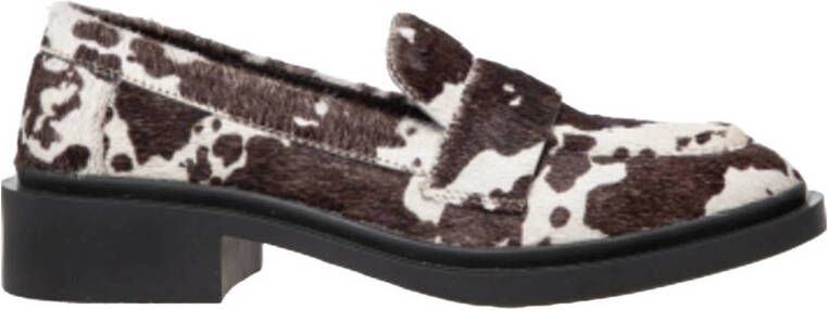 Copenhagen Shoes Celina leren loafers met koeienhaar bruin wit