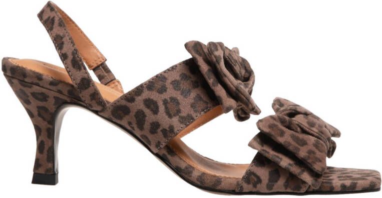 Copenhagen Shoes suède sandalettes met panterprint taupe zwart