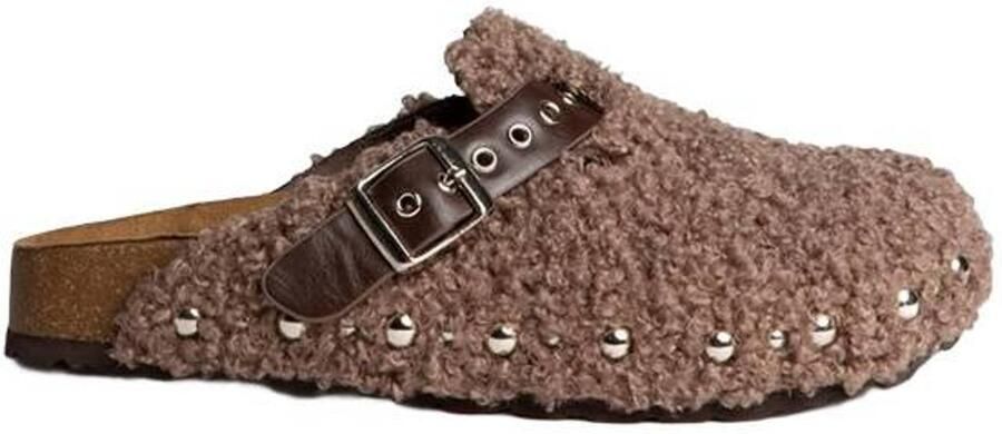 Corina teddy clogs met studs taupe