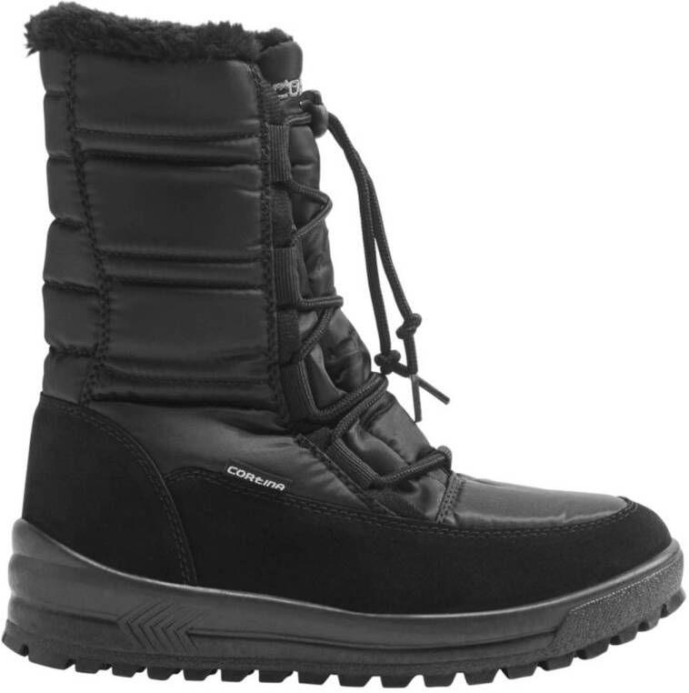 Cortina Zwarte snowboot rijgsluiting warm gevoerd