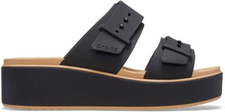 Crocs slippers met plateauzool en sleehak zwart