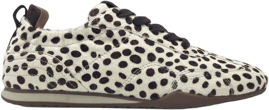 Cycleur de Luxe Anemone leren sneakers met dierenprint ecru bruin