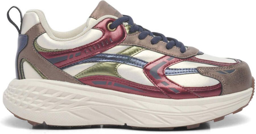 Cycleur de Luxe chunky leren sneakers donkerrood wit taupe