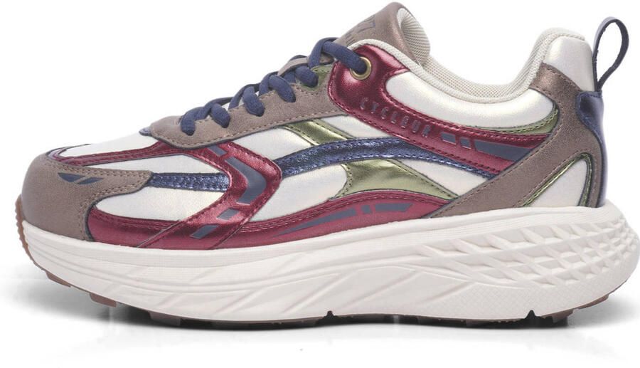 Cycleur de Luxe chunky leren sneakers donkerrood wit taupe - Foto 3