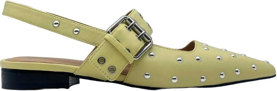 Cycleur de Luxe Lamium leren slingback loafers met studs limegroen