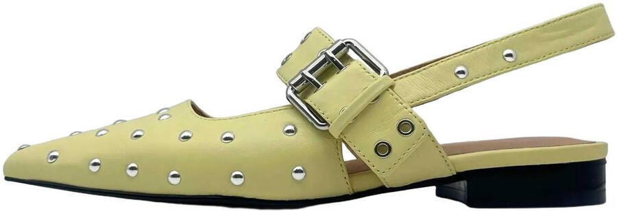 Cycleur de Luxe Lamium leren slingback loafers met studs limegroen - Foto 3