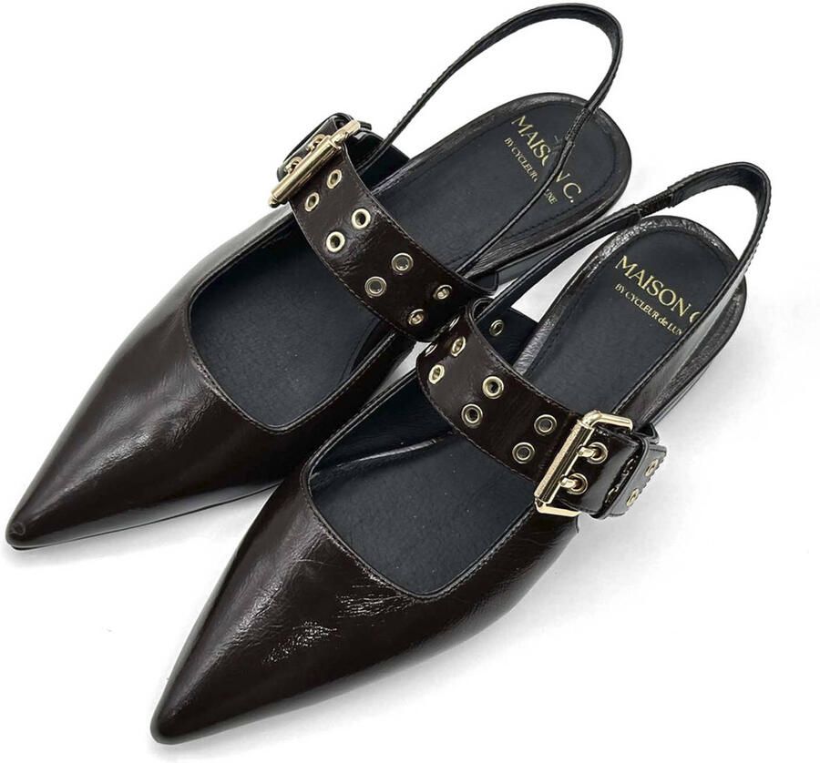 Cycleur de Luxe leren slingback loafers donkerbruin - Foto 2
