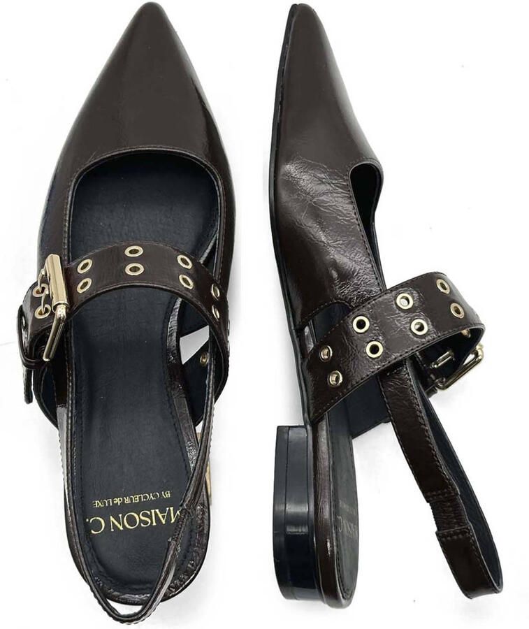 Cycleur de Luxe leren slingback loafers donkerbruin - Foto 3