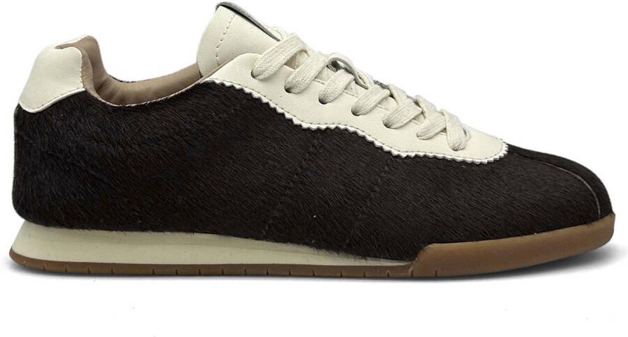 Cycleur de Luxe Tulip leren sneakers met ponyhair donkerbruin