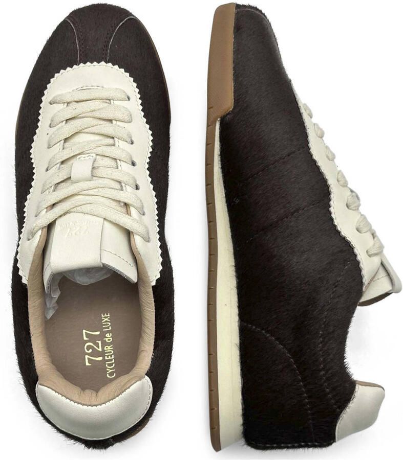 Cycleur de Luxe Tulip leren sneakers met ponyhair donkerbruin - Foto 3