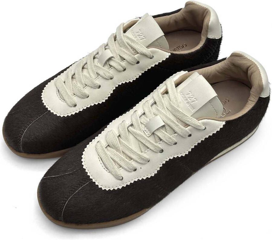 Cycleur de Luxe Tulip leren sneakers met ponyhair donkerbruin - Foto 2