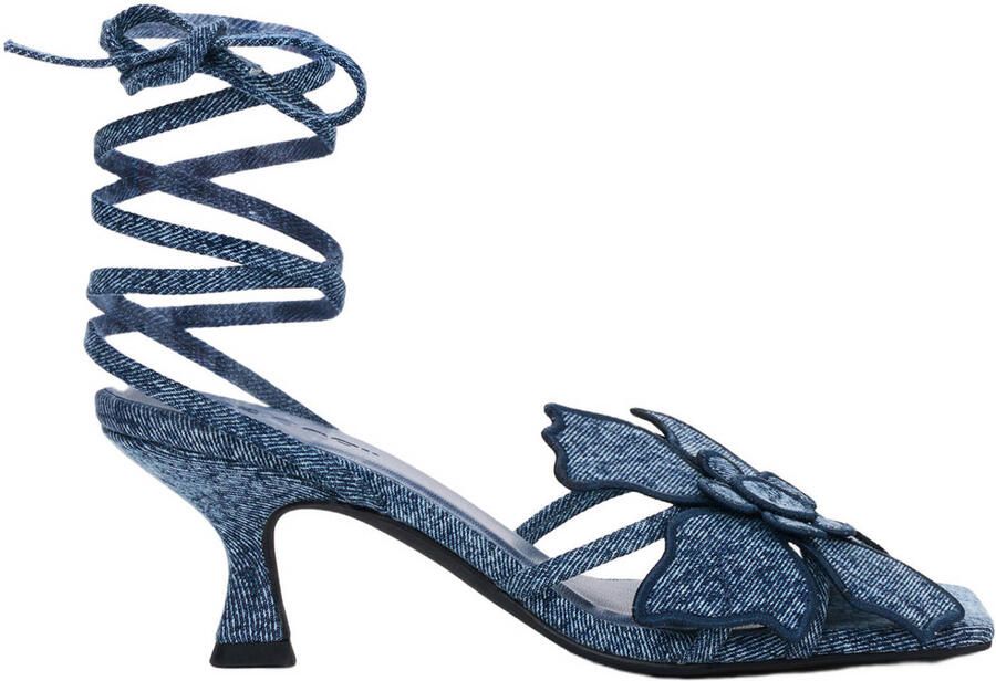 Desigual denim sandaletten met 3d applicatie dark denim