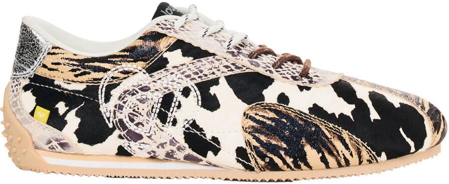 Desigual leren sneakers met dieren zwart ecru