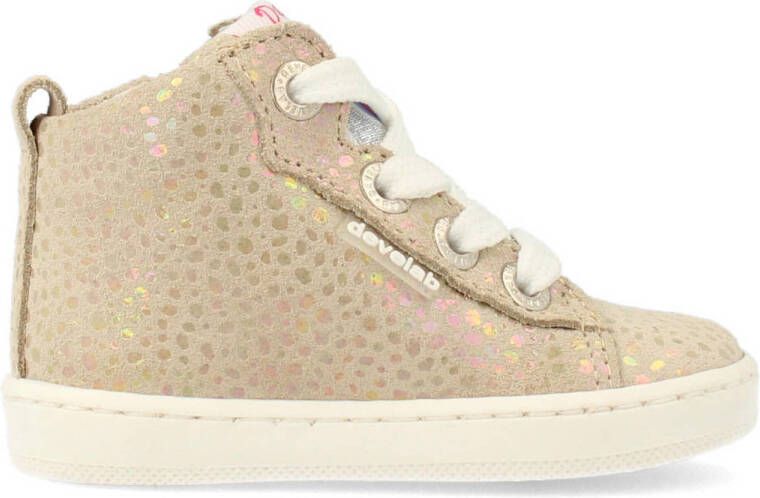 Develab 41492 hoge leren sneakers beige