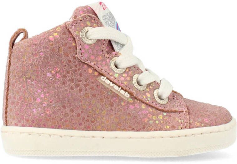 Develab 41362 hoge leren sneakers roze