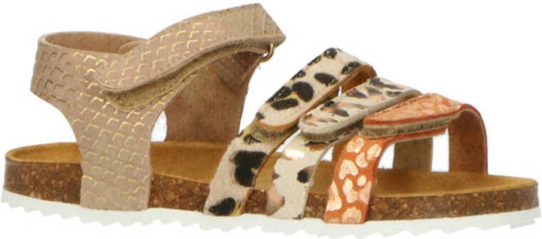 Develab 48304 leren sandalen met dierenprint goud multi