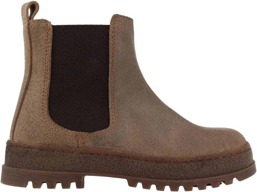 Develab leren enkelboots met profielzool taupe