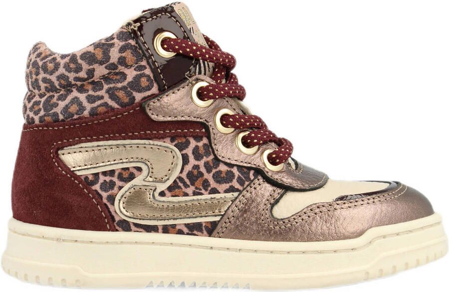Develab leren sneakers aubergine goud