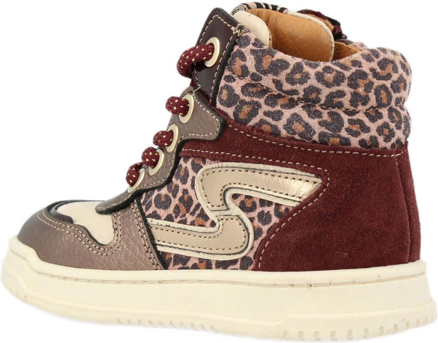 Develab leren sneakers aubergine goud - Foto 3
