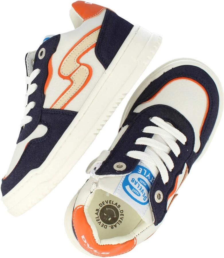 Develab leren sneakers donkerblauw oranje - Foto 2