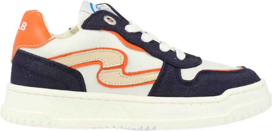 Develab leren sneakers donkerblauw oranje
