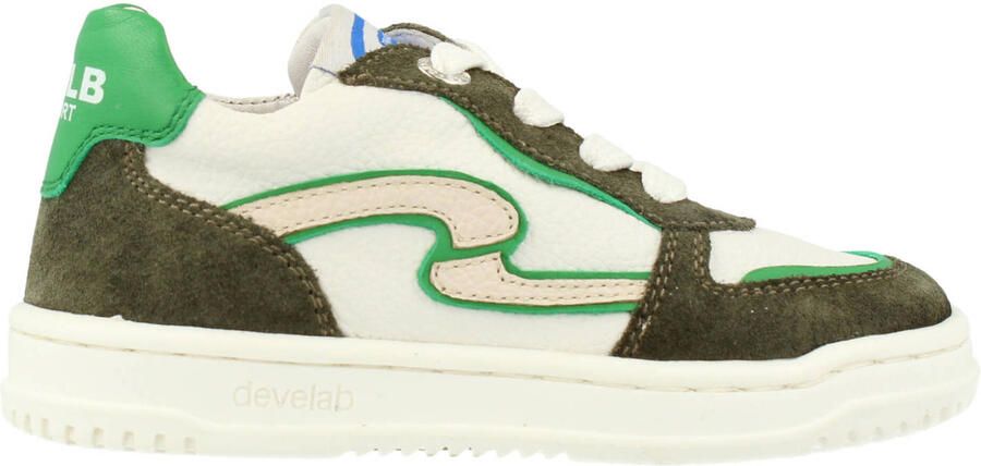 Develab leren sneakers groen wit