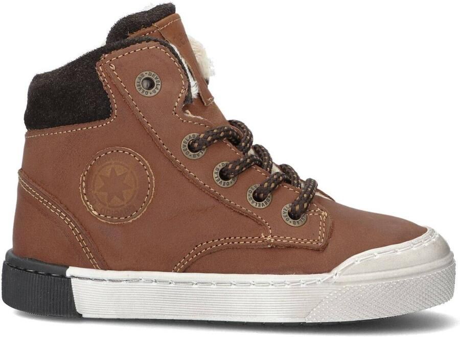 Develab 46163 Hoge sneakers Leren Sneaker Jongens Kids Cognac