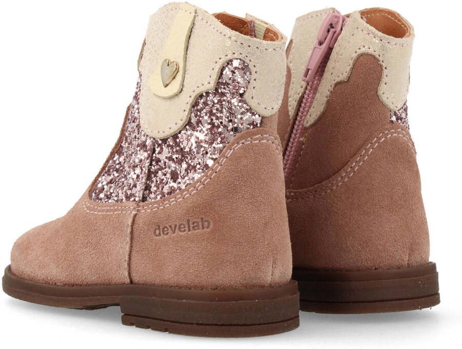 Develab suède enkellaarzen roze goud - Foto 2
