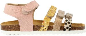 Develab leren sandalen beige roze