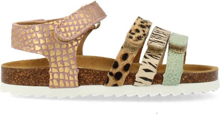 Develab leren sandalen oudroze Meisjes Leer Meerkleurig 28