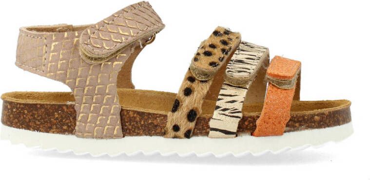 Develab leren sandalen taupe oranje Bruin Meisjes Leer Meerkleurig 25