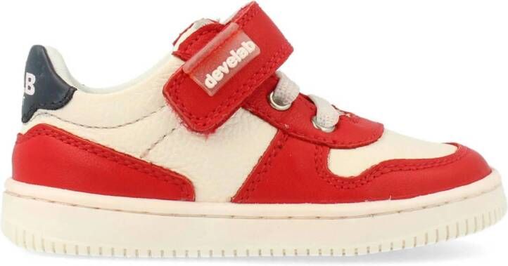 Develab leren sneakers rood wit Jongens Leer Meerkleurig 20