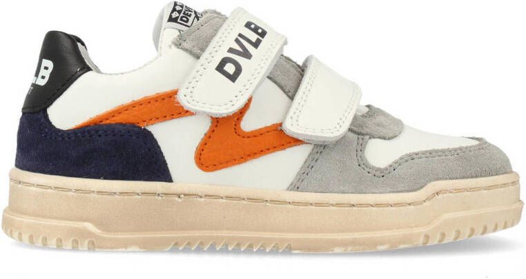 Develab leren sneakers wit oranje blauw