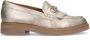 Manfield Dames Gouden leren loafers met goudkleurig detail - Thumbnail 1