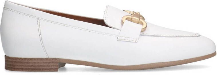 No Stress Dames Witte leren loafers met goudkleurig detail