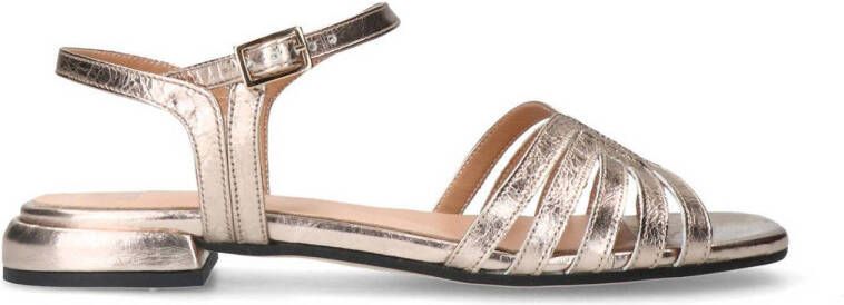 Manfield Dames Zilveren leren sandalen