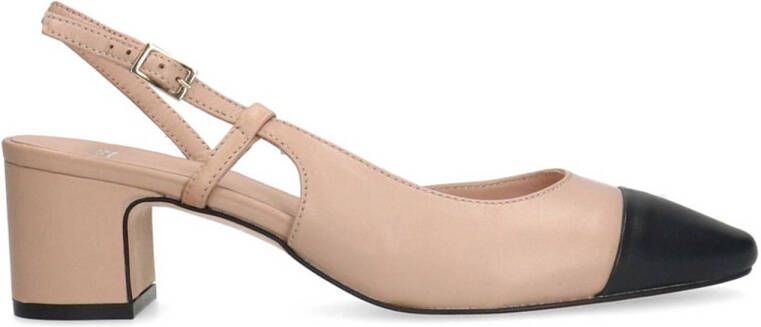 Manfield leren slingback pumps beige