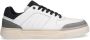 Manfield Heren Witte leren sneakers met zwarte details - Thumbnail 1