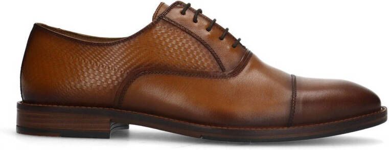 Manfield leren veterschoenen cognac