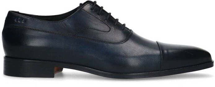 Manfield leren veterschoenen donkerblauw