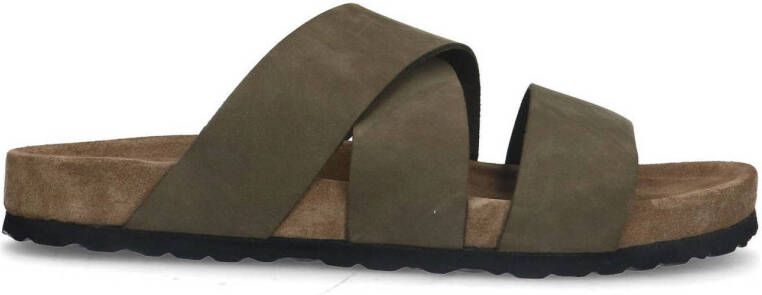 Manfield Heren Groene nubuck slippers