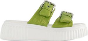Oxmox Groene metallic platform slipper