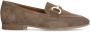 No Stress Dames Taupe suède loafers met goudkleurig detail - Thumbnail 1