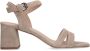 Manfield Dames Beige suède sandalen met hak - Thumbnail 1