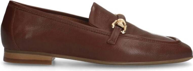 MANFIELD X INTERIEUR VAN MIES Dames Interieurvanmies Bruine leren loafers met gouden chain